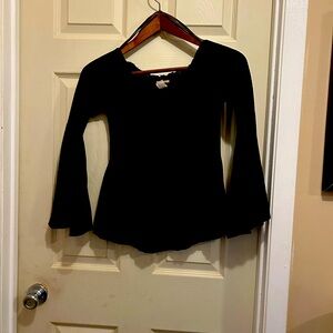 Bliss Sheer Black pleated bell sleeve top - size small